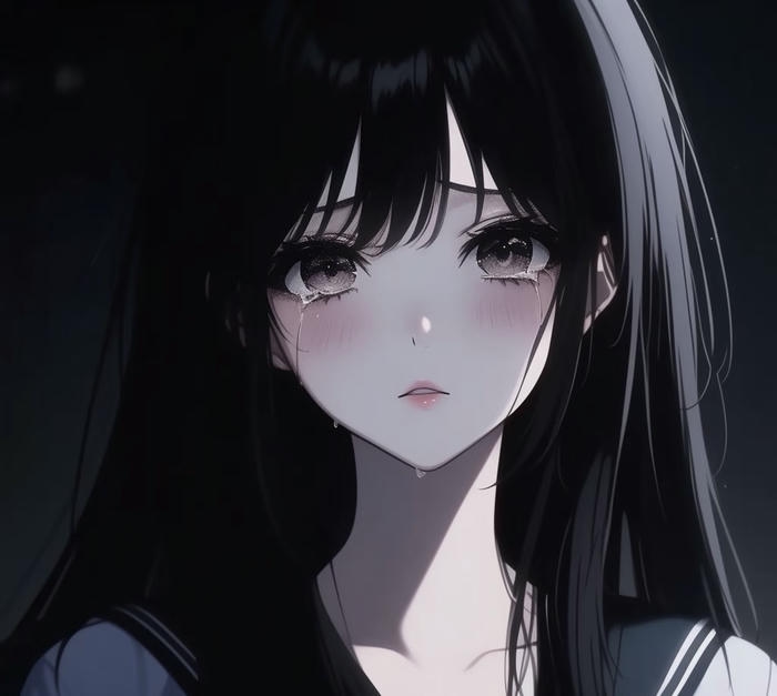 hình ảnh anime khóc trong phòng tối