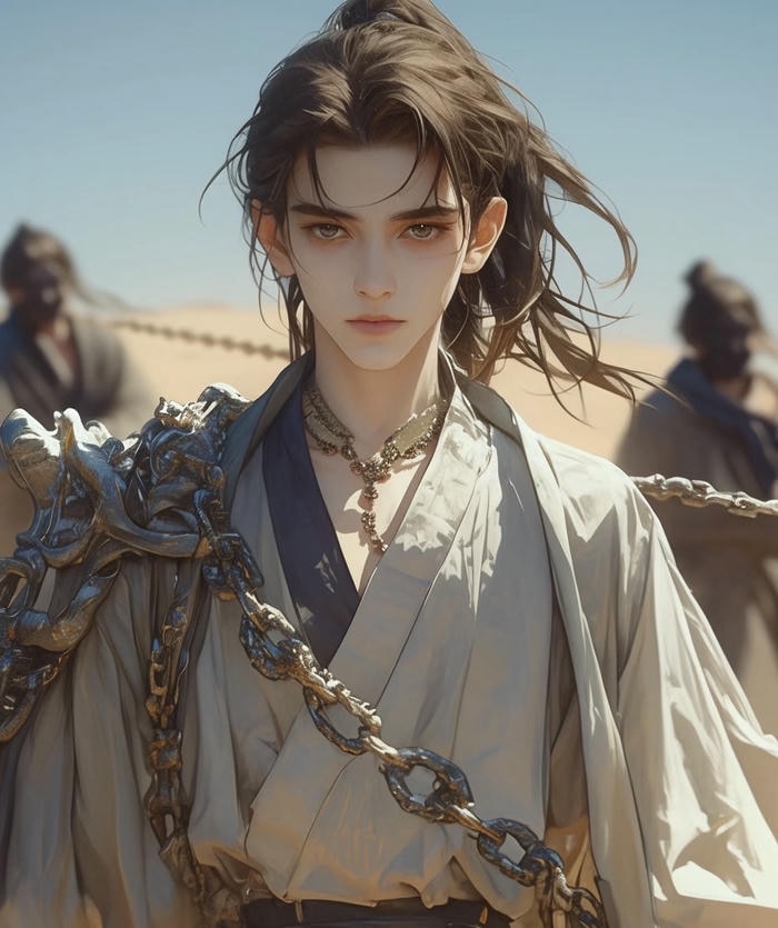 hình ảnh anime nam cổ trang bước chậm