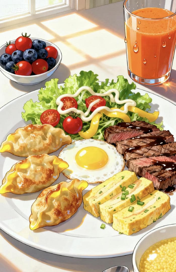 hình ảnh đồ ăn anime trứng cuộn vàng