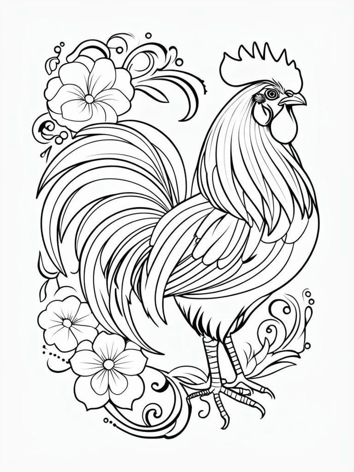 hình ảnh gà trống đuôi dài