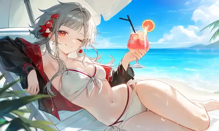 hình ảnh gái anime mặc bikini phong cách dễ thương