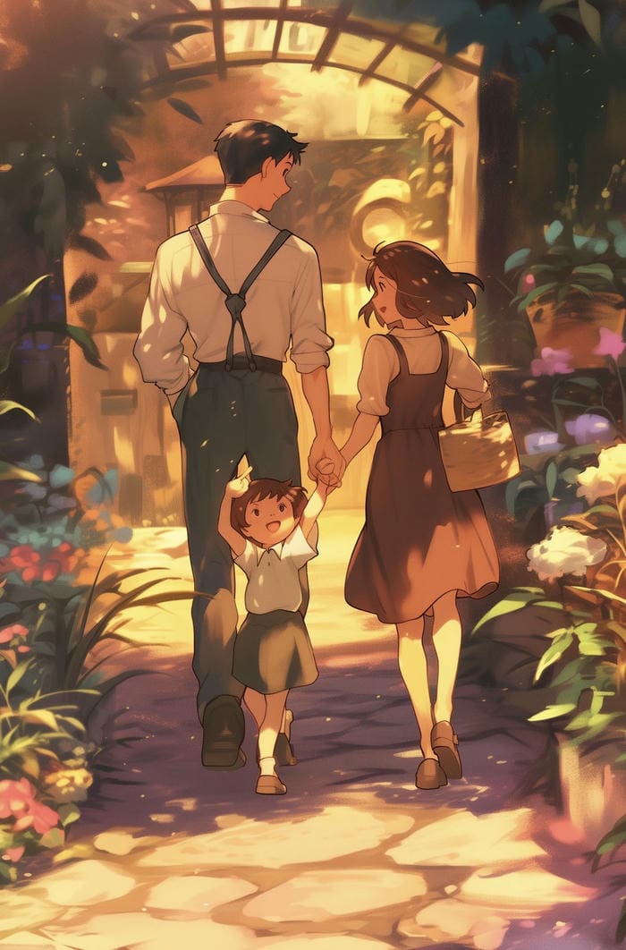 hình ảnh gia đình anime nội dung tích cực