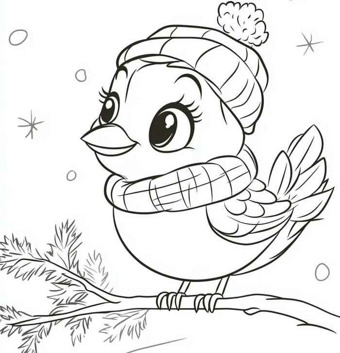 hình ảnh tô màu chim đội mũ