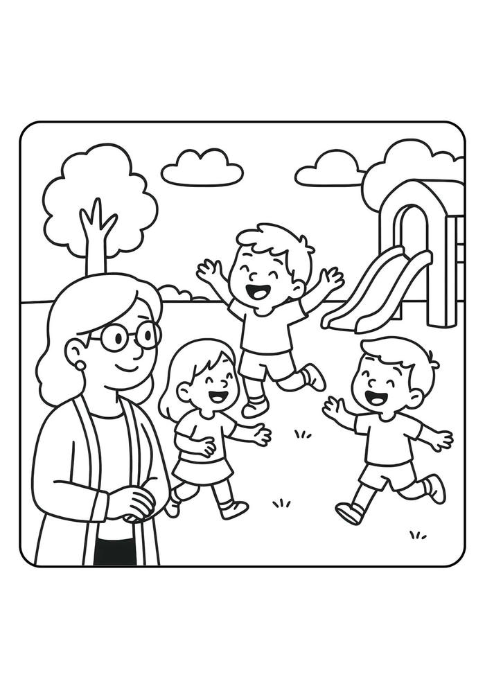 hình ảnh tô màu cô trong trẻ