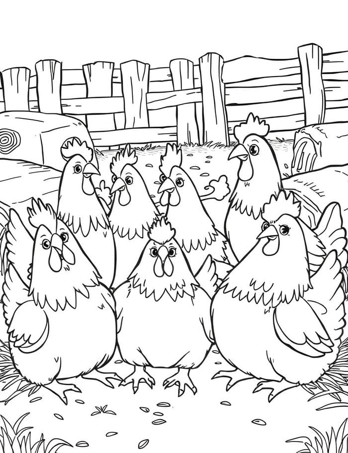 hình ảnh tô màu đàn gà trống