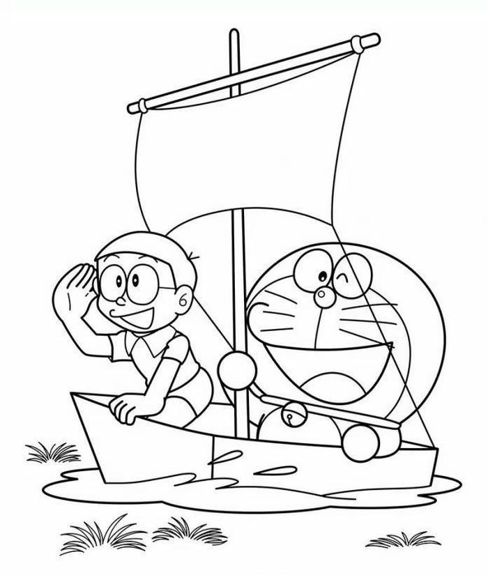 hình ảnh tô màu doremon cùng nobita