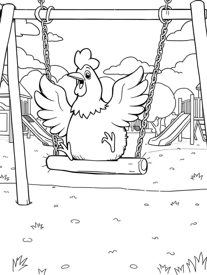 hình ảnh tô màu gà trống trên xích đu