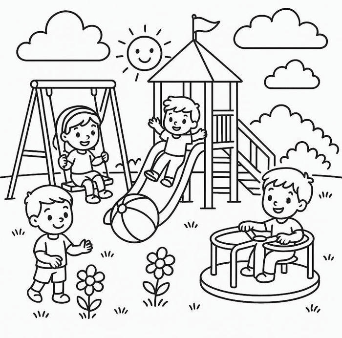 hình ảnh tô màu giờ ra chơi tại trường học