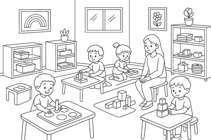 hình ảnh tô màu học sinh học hình khối