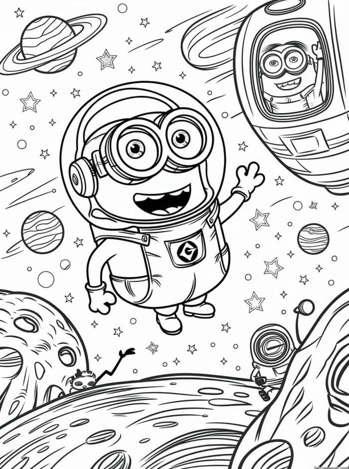 hình ảnh tô màu minion trong vũ trụ