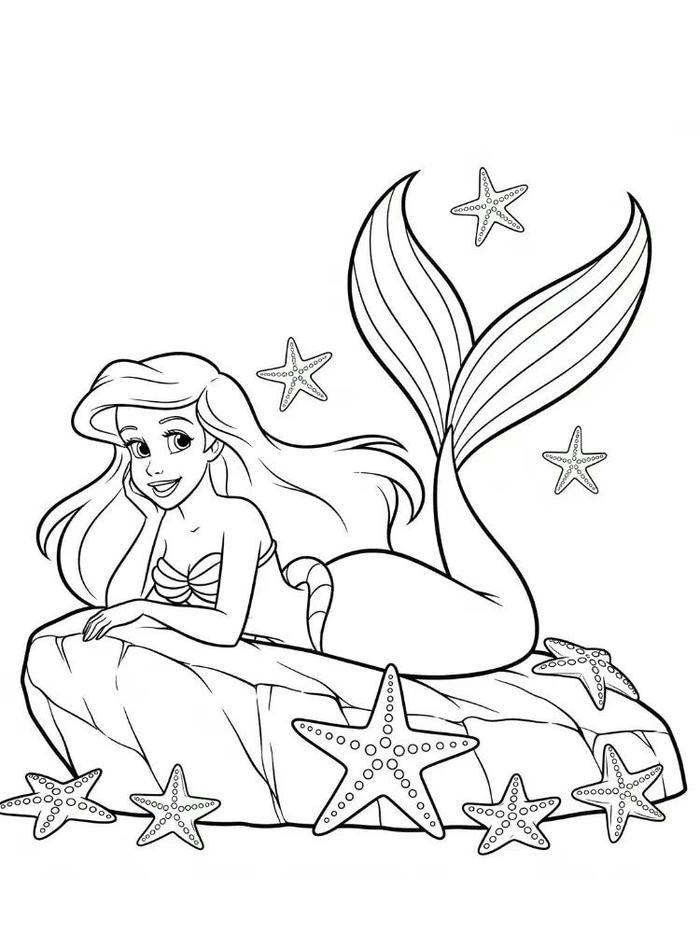 hình ảnh tô màu nàng tiên cá hoạt hình