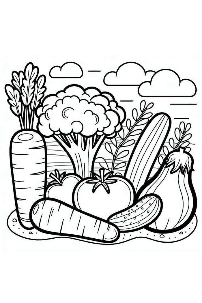 hình ảnh tô màu rau củ quả dễ vẽ nhất