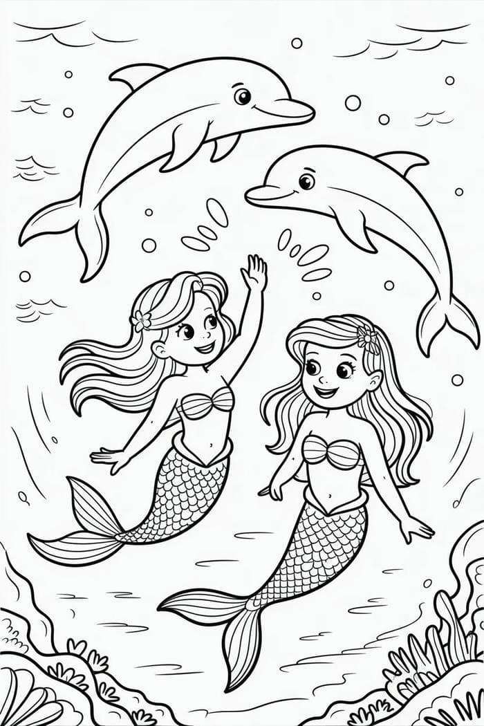 hình ảnh tranh tô nàng tiên cá xinh xắn