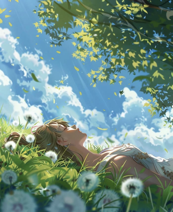 hình anime chill bầu trời xanh nhạt