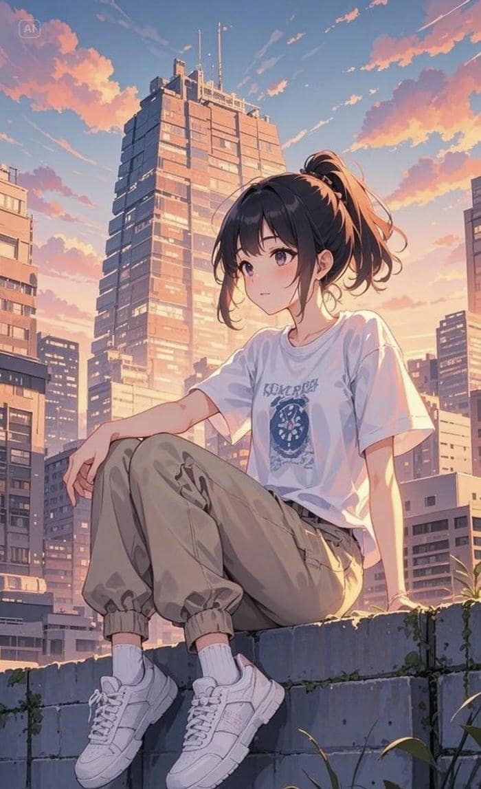 hình anime chill buổi chiều tĩnh lặng