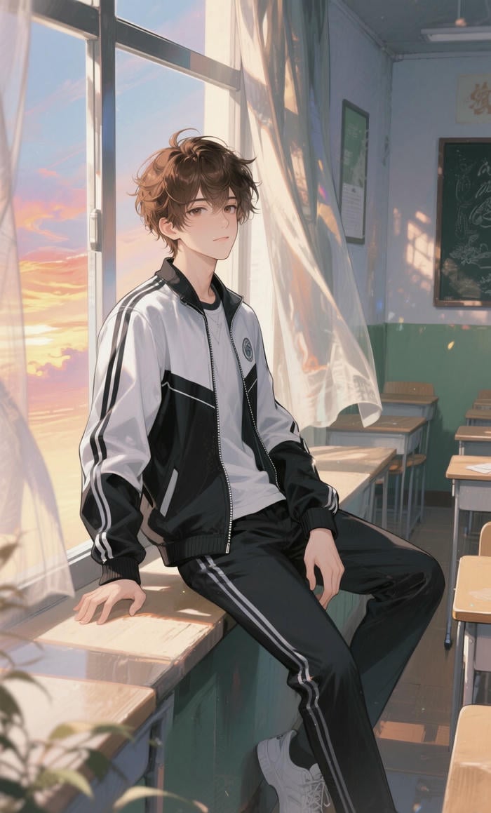 hình anime chill màu sắc trầm ấm