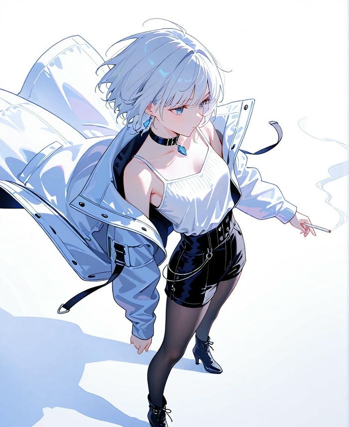 hình anime hút thuốc dáng đứng nghiêng