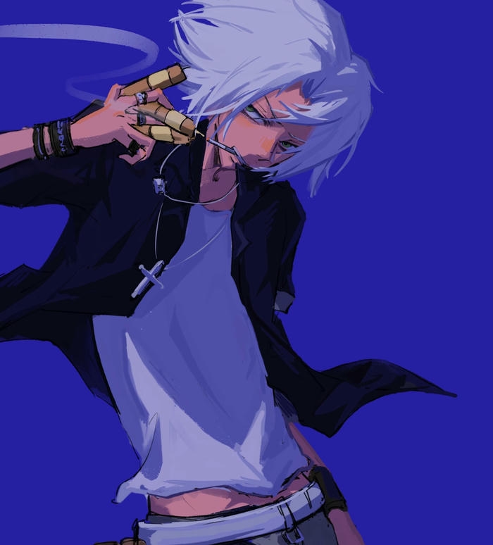 hình anime hút thuốc phố đêm vắng