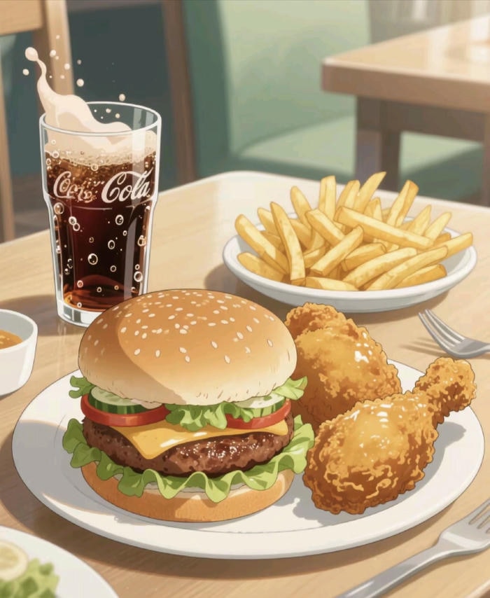 hình đồ ăn anime miếng tonkatsu chiên giòn