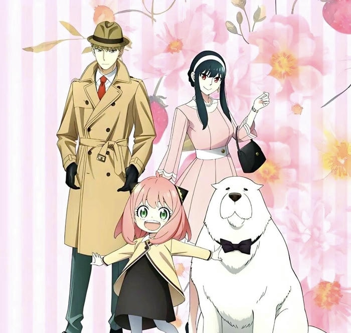 hình gia đình anime chụp ảnh chung