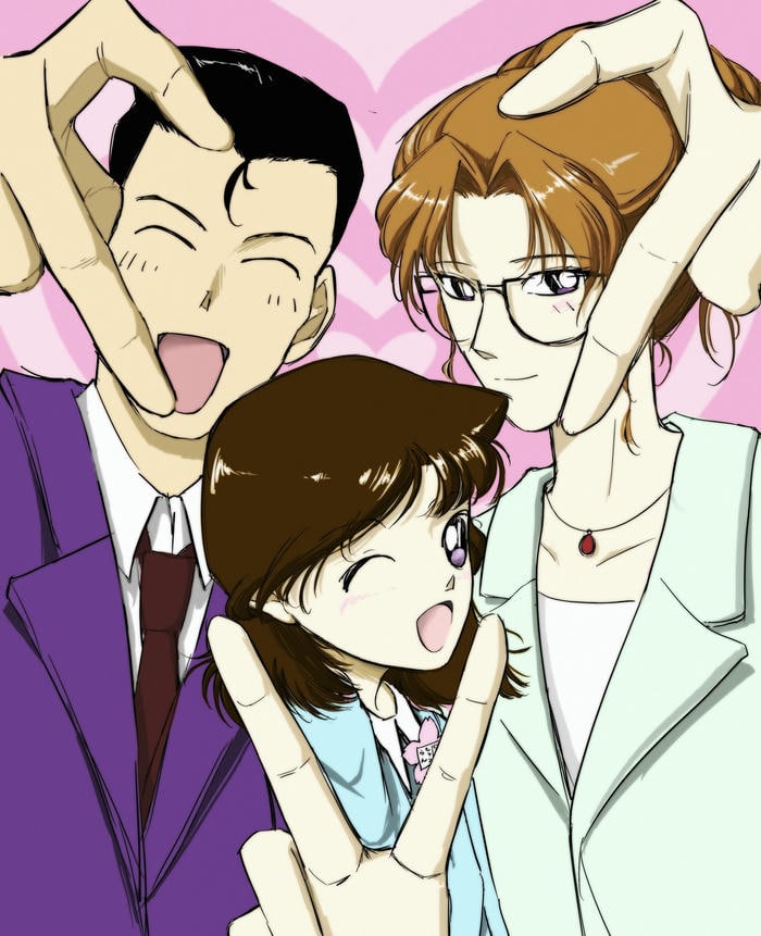 hình gia đình anime quây quần bên nhau