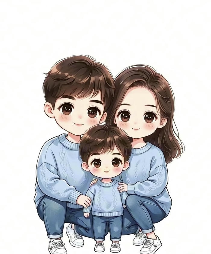 hình gia đình anime quây quần