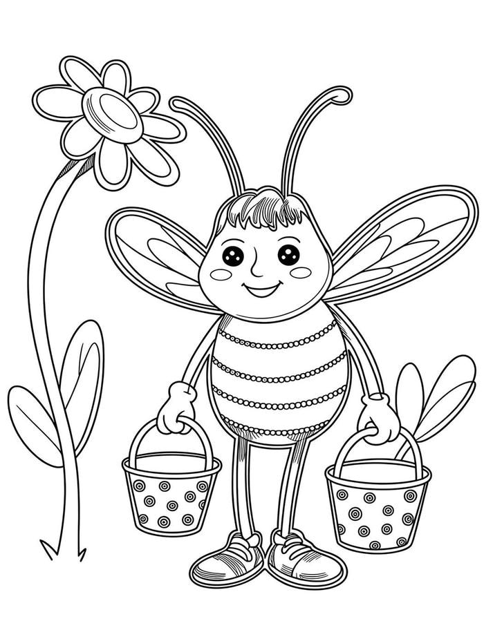 hình mẫu tô màu con ong cho bé 3-4 tuổi