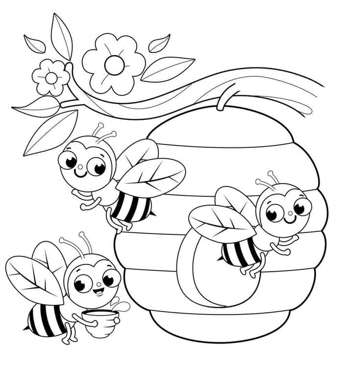 hình mẫu vẽ con ong sọc vàng đen tập tô