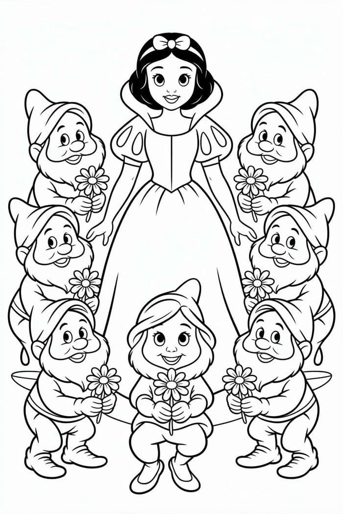 hình tô màu bạch tuyết và bảy chú lùn