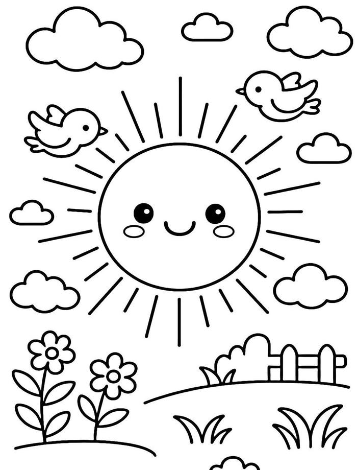 hình tô màu bầu trời cho bé 3-4 tuổi