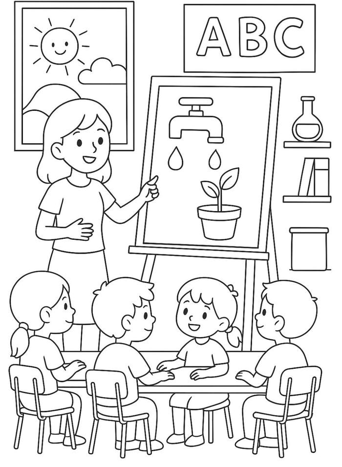 hình tô màu các bé nghe cô dạy