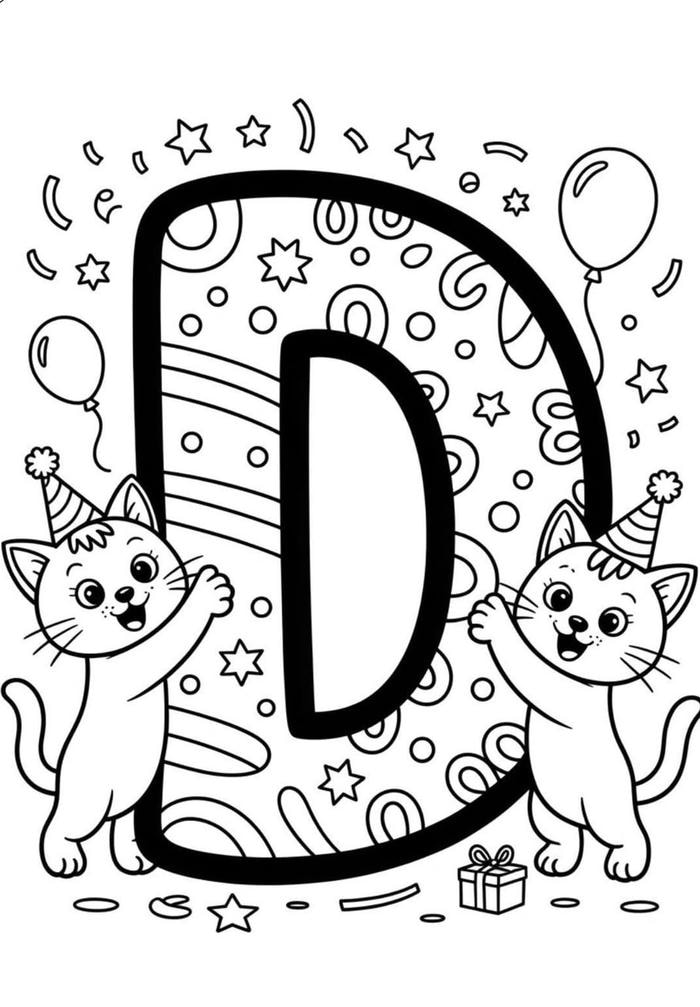 hình tô màu chữ d cho bé làm quen