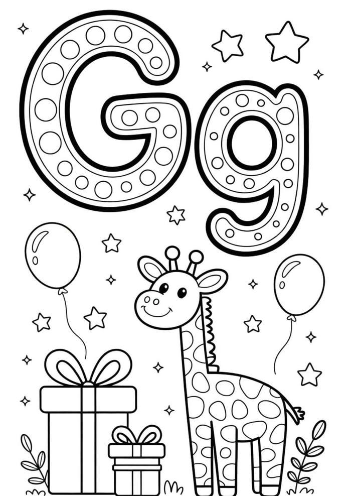 hình tô màu chữ g luyện nhận diện chữ