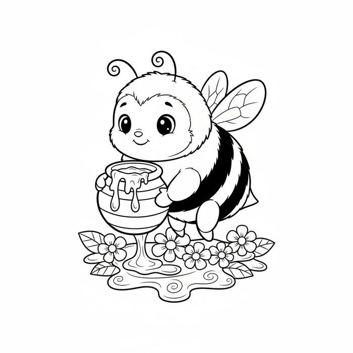 hình tô màu con ong có hũ mật