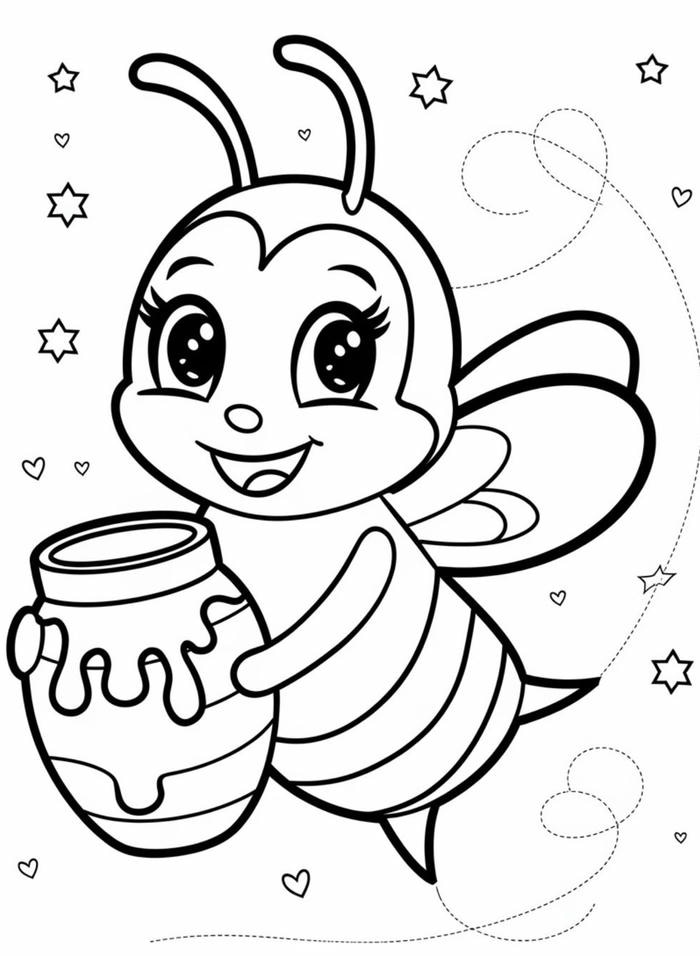 hình tô màu con ong cười tươi hạnh phúc