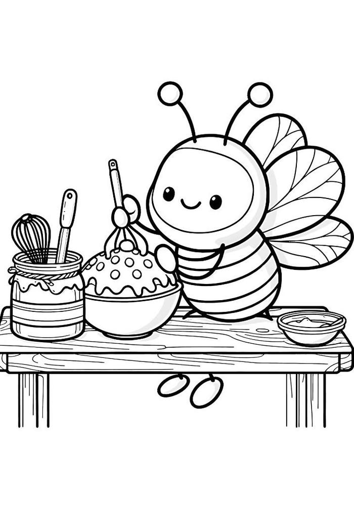 hình tô màu con ong đang làm việc