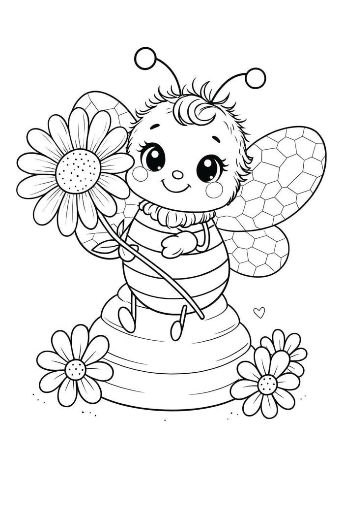 hình tô màu con ong phong cách chibi