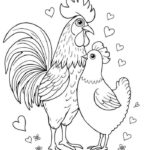 hình tô màu gà trống nông thôn