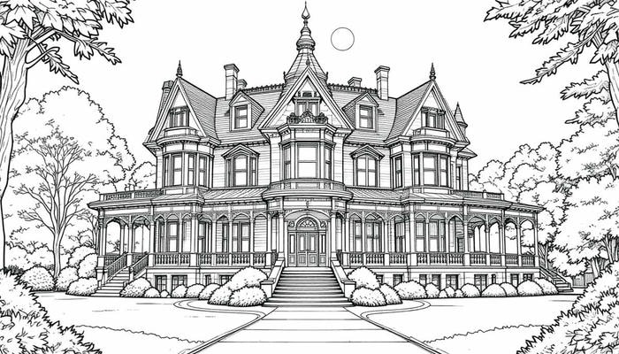 hình tô màu nhà cao tầng cực kỳ đẹp