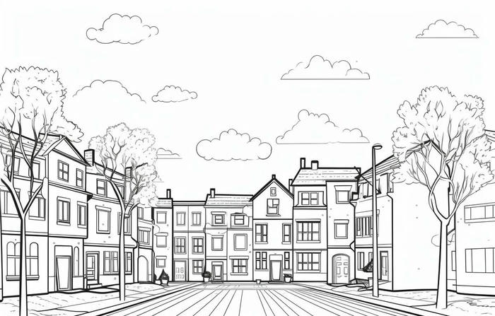 hình tô màu nhà cao tầng mọc san sát