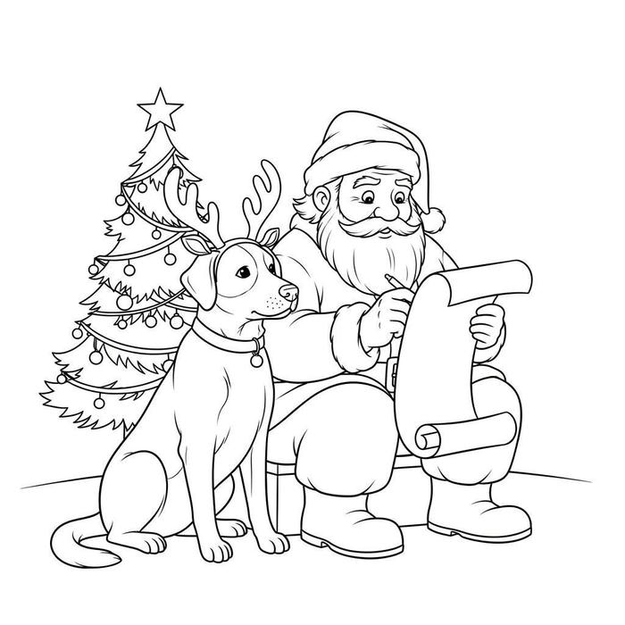 hình tô màu ông già noel đọc thư