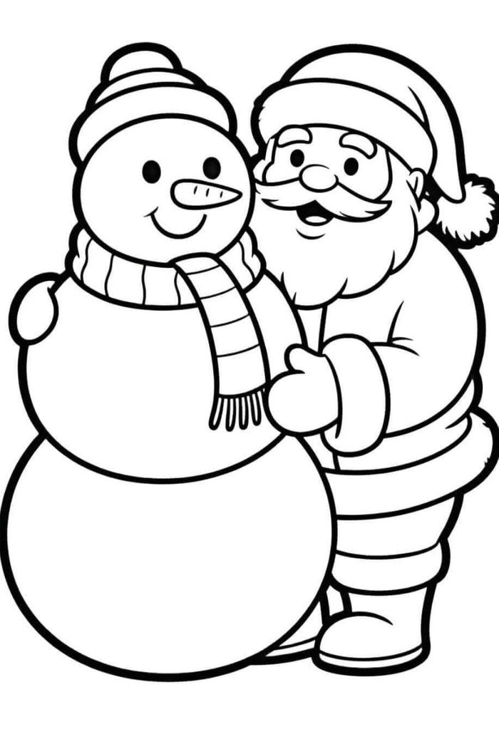 hình tô màu ông già noel nặn người tuyết