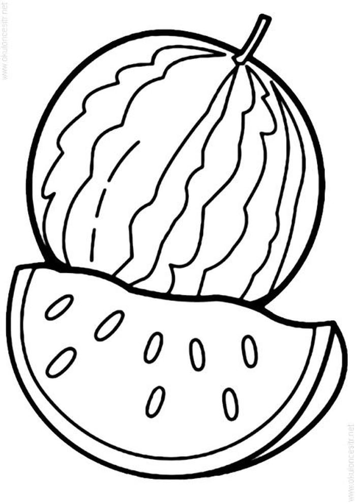 hình tô màu quả dưa hấu dễ tô