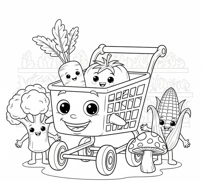 hình tô màu rau củ quả có hình mặt cười