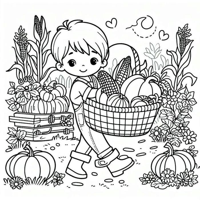 hình tô màu rau củ quả vừa thu hoạch xong