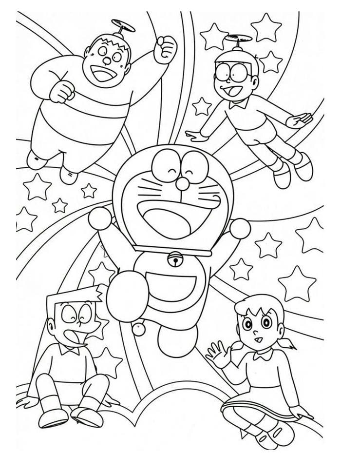 hình tranh doremon vui đùa cùng bạn