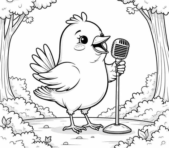 hình tranh tô màu chim ca hát