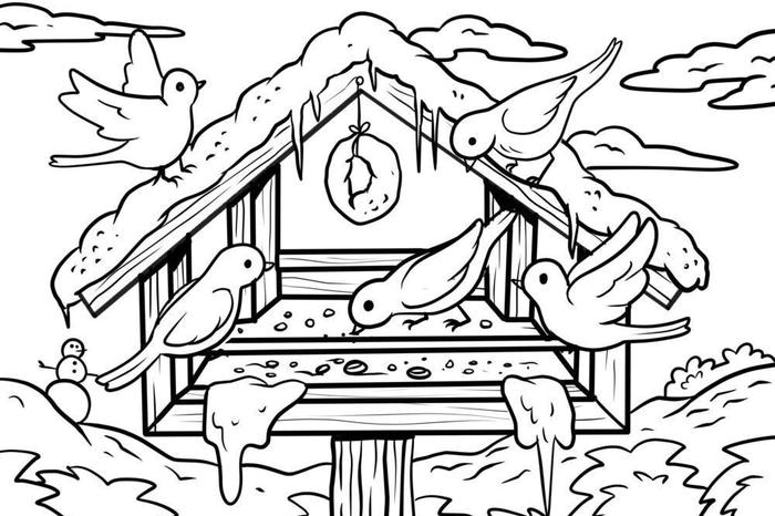 hình tranh tô màu chim đang ăn