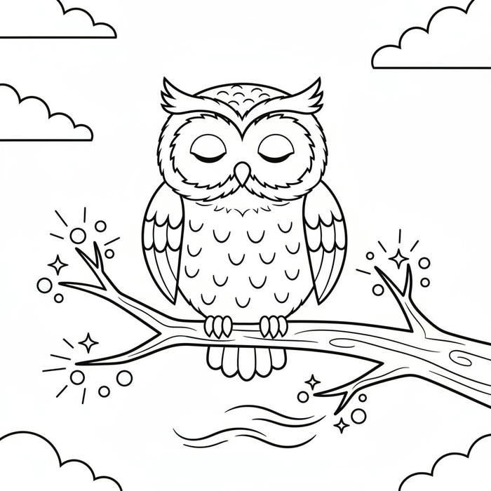 hình tranh tô màu con chim đậu trên cành