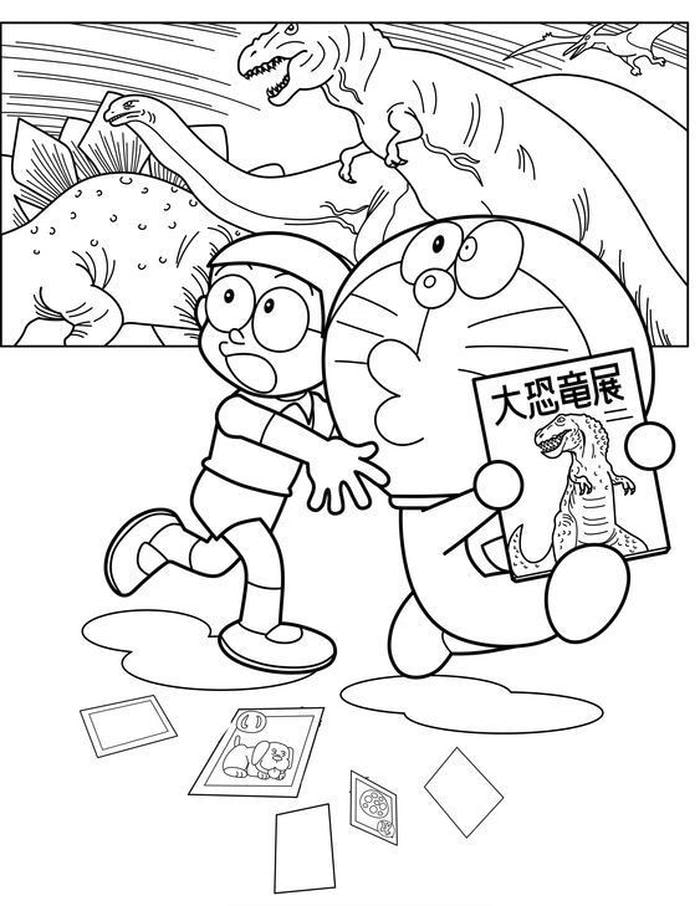 hình tranh tô màu doremon hoảng hốt